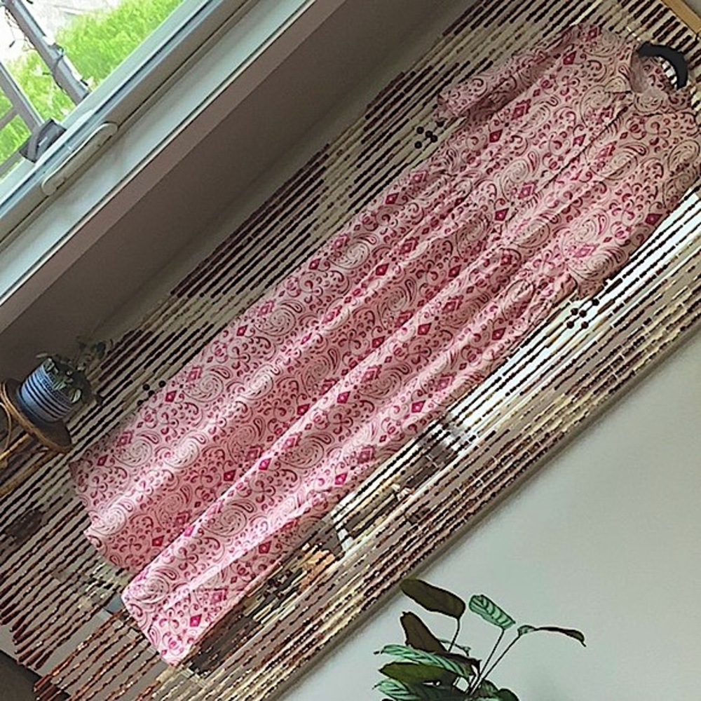 GORGEOUS Pink & Cream Maxi Button Up Dress - Picture 2 of 9